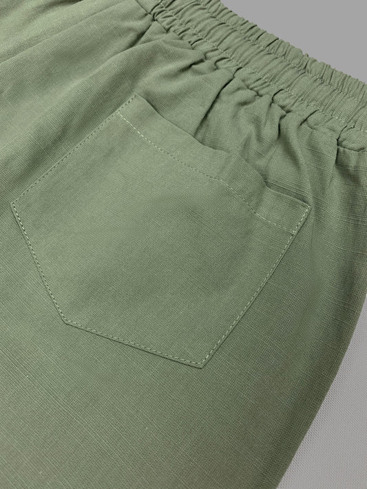 LINEN SHORTS —HUNTER GREEN